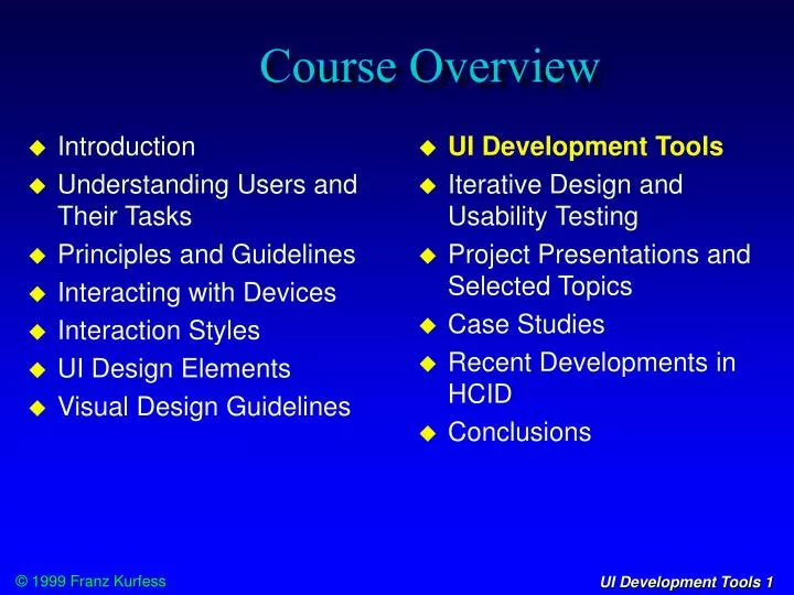 course overview