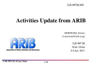 Activities Update from ARIB