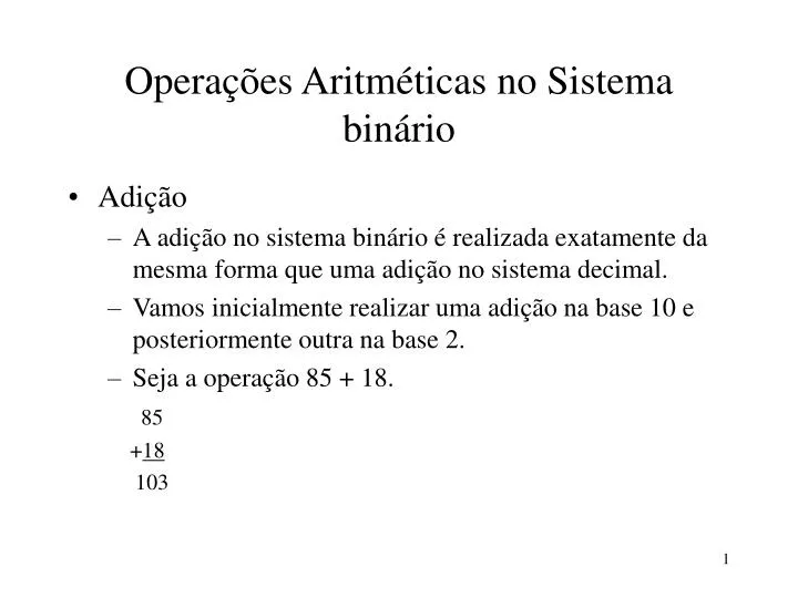 opera es aritm ticas no sistema bin rio
