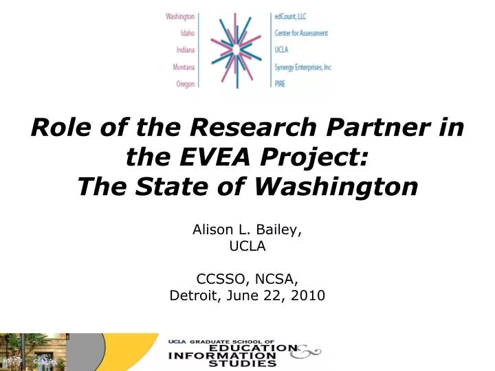 role of the research partner in the evea project the state of washington