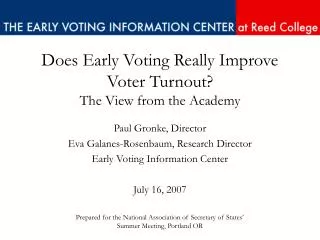 Does Early Voting Really Improve Voter Turnout? The View from the Academy