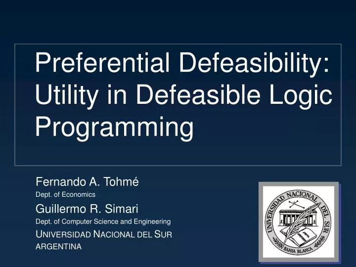 preferential defeasibility utility in defeasible logic programming