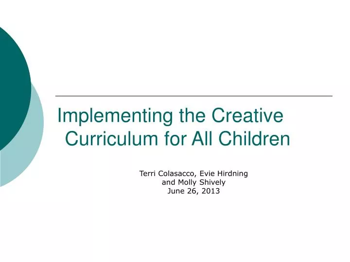 implementing the creative curriculum for all children