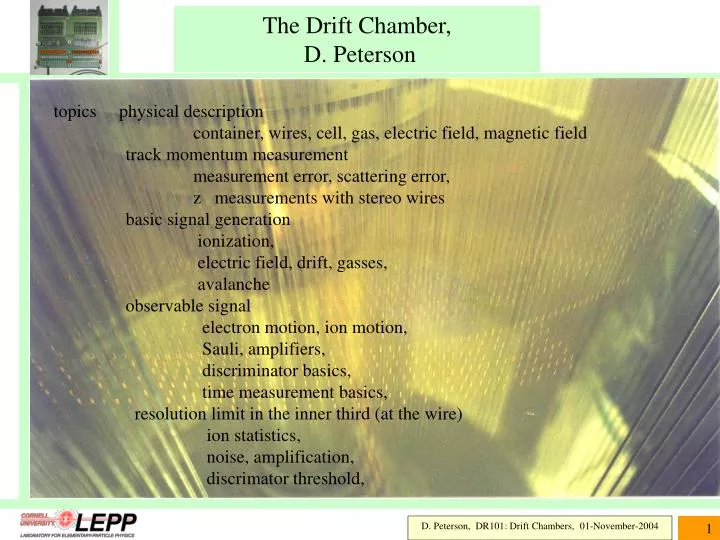the drift chamber d peterson