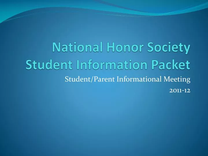 national honor society student information packet