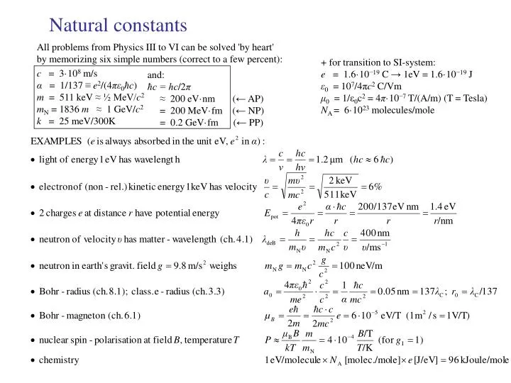 natural constants