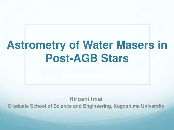 astrometry of water masers in post agb stars
