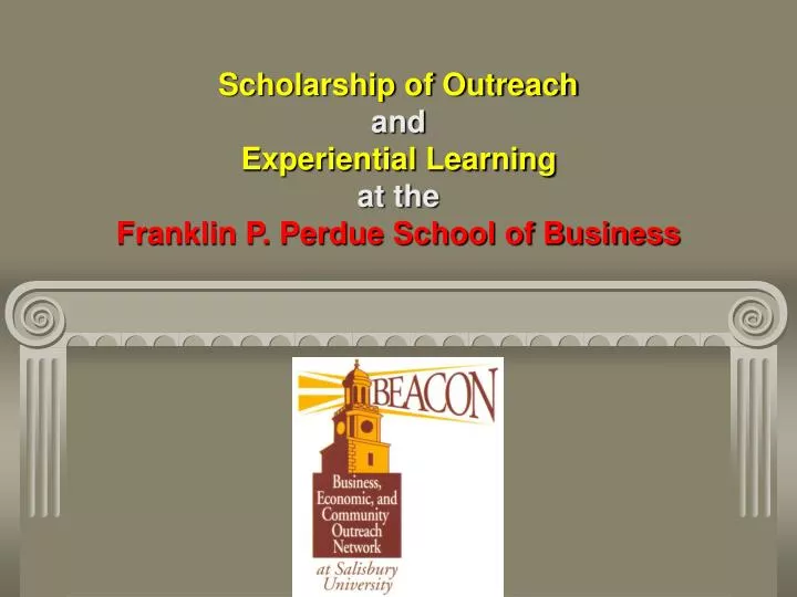 scholarship of outreach and experiential learning at the franklin p perdue school of business