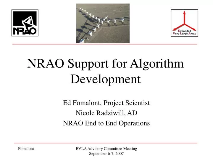 nrao support for algorithm development