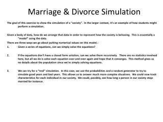 Marriage &amp; Divorce Simulation