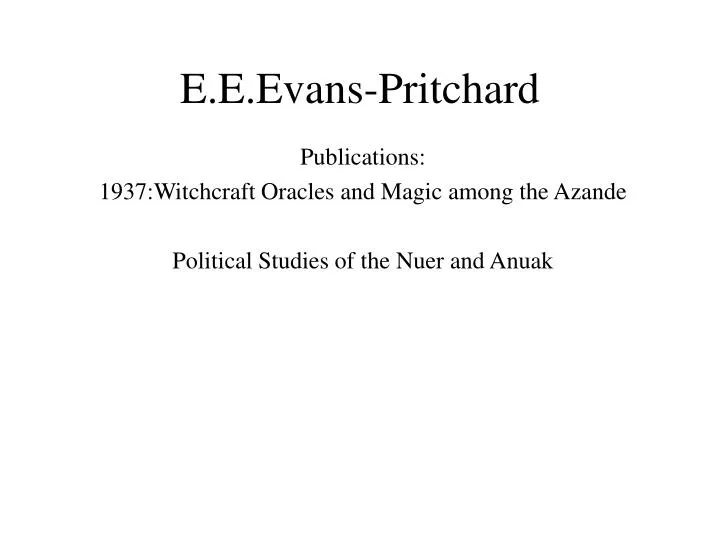 e e evans pritchard