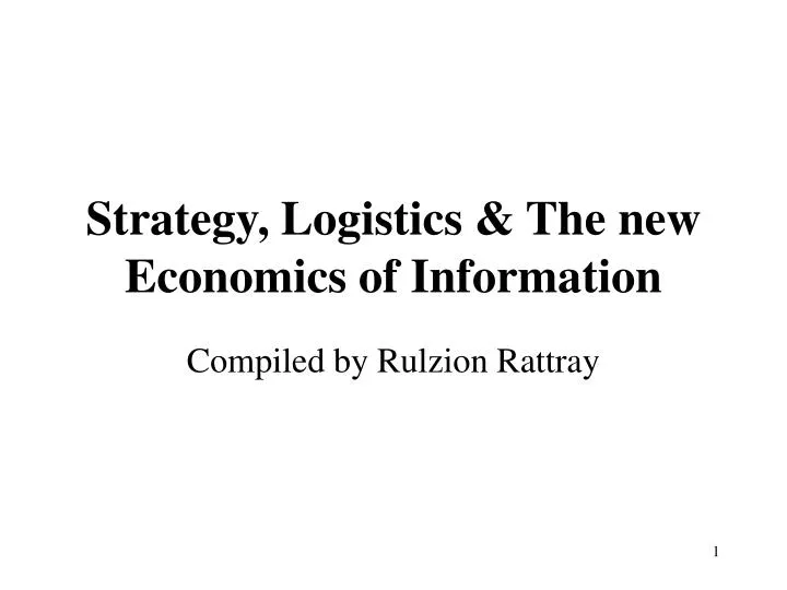 strategy logistics the new economics of information