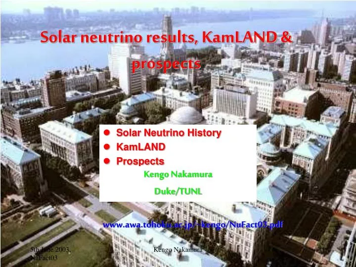 solar neutrino results kamland prospects