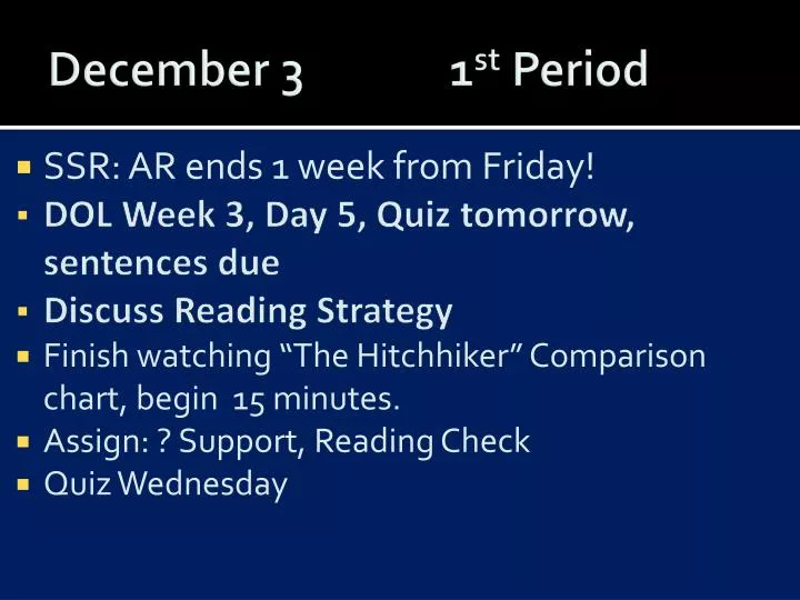 december 3 1 st period