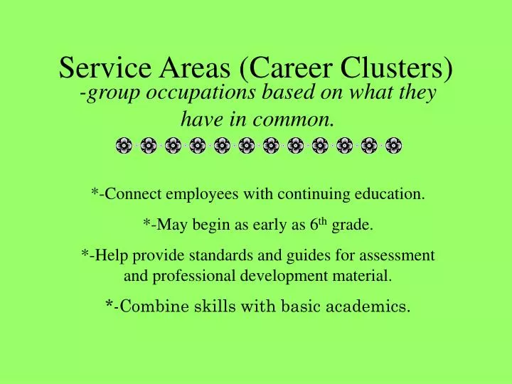 service areas career clusters