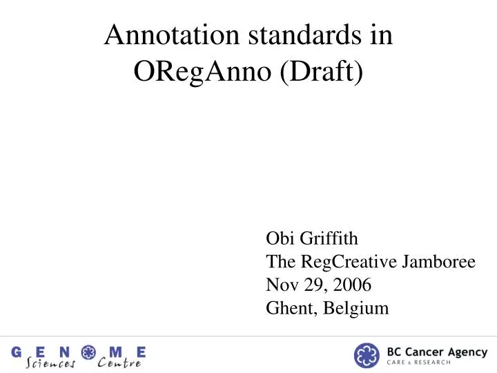 annotation standards in oreganno draft