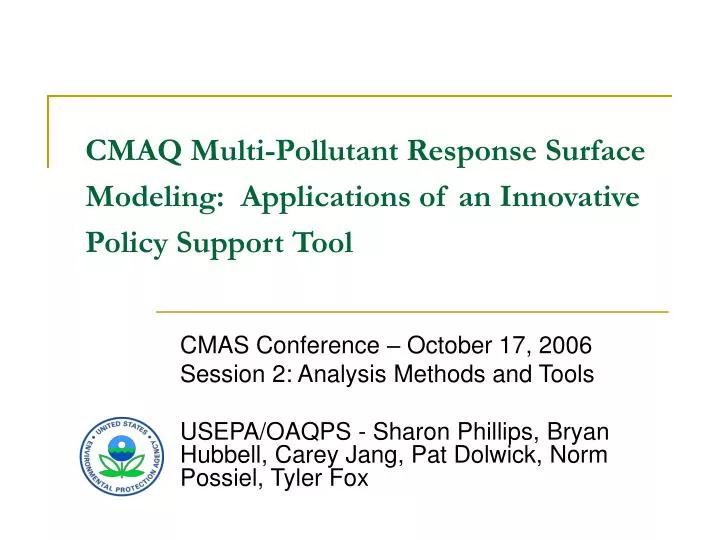 cmaq multi pollutant response surface modeling applications of an innovative policy support tool