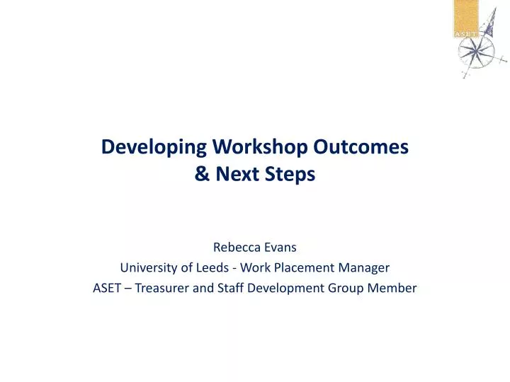 developing workshop outcomes next steps