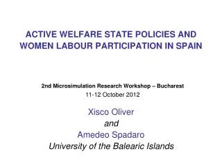 ACTIVE WELFARE STATE POLICIES AND WOMEN LABOUR PARTICIPATION IN SPAIN