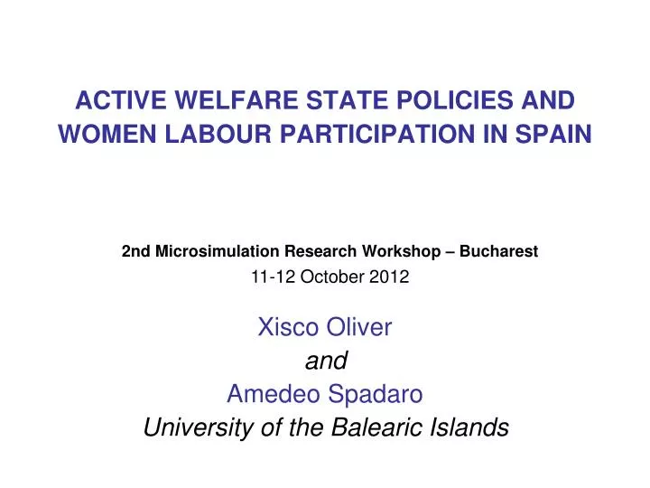active welfare state policies and women labour participation in spain