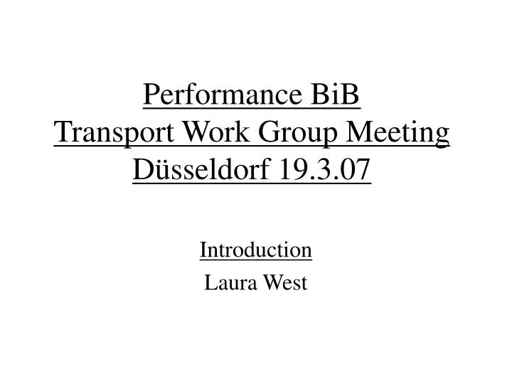 performance bib transport work group meeting d sseldorf 19 3 07