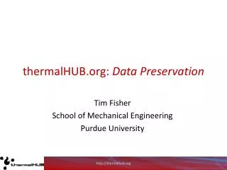 thermalHUB: Data Preservation