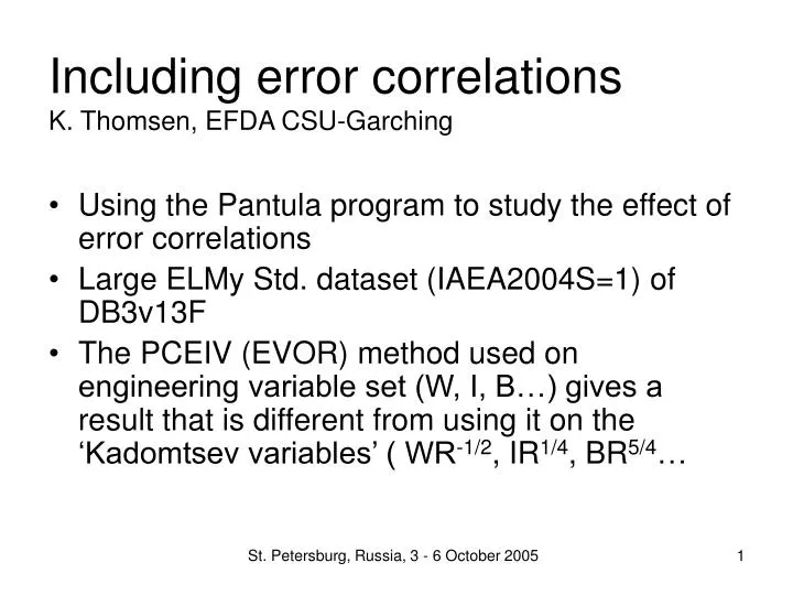 including error correlations k thomsen efda csu garching