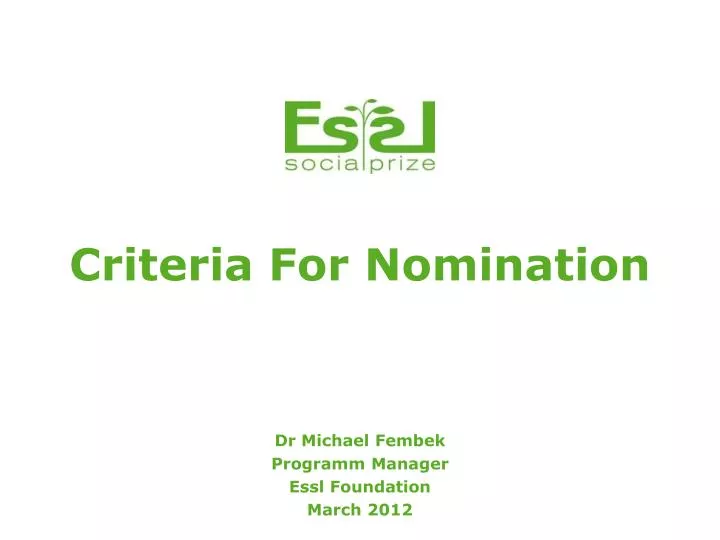 criteria for nomination