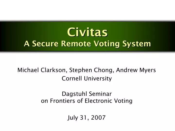civitas a secure remote voting system