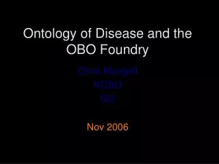 Ontology of Disease and the OBO Foundry