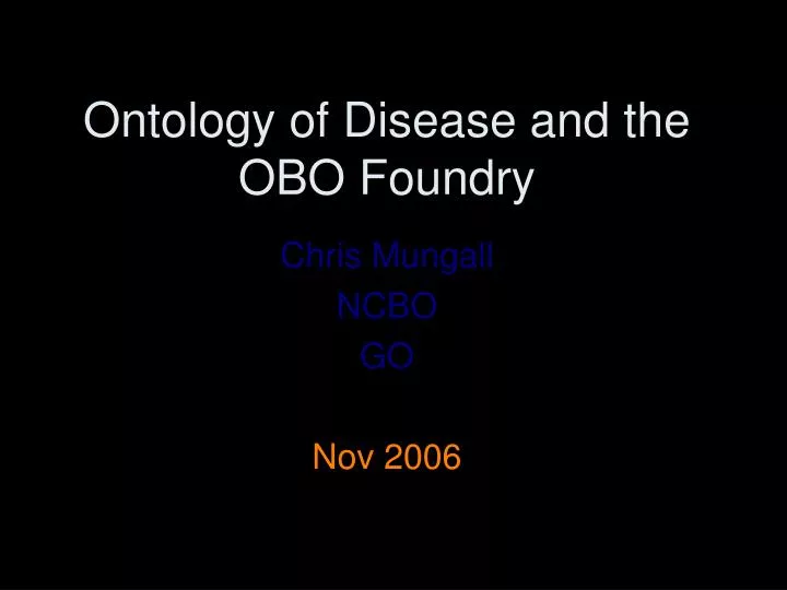 ontology of disease and the obo foundry