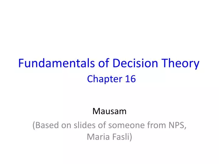fundamentals of decision theory