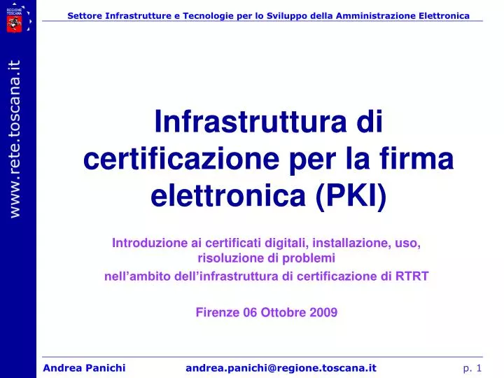 infrastruttura di certificazione per la firma elettronica pki