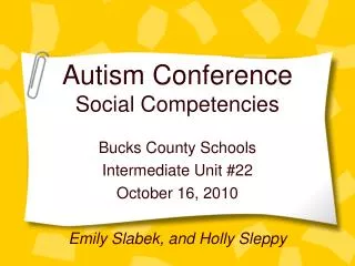 Autism Conference Social Competencies