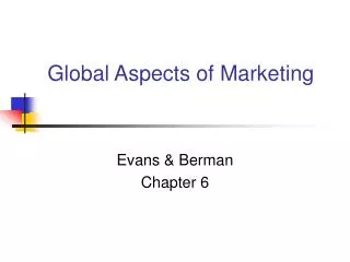 Global Aspects of Marketing