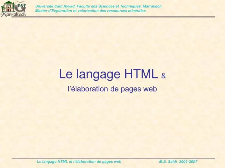 le langage html l laboration de pages web