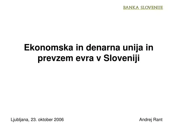 ekonomska in denarna unija in prevzem evra v sloveniji
