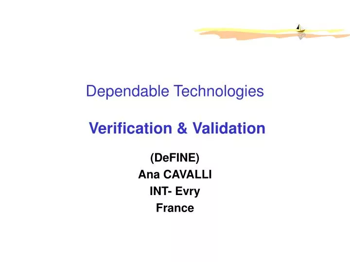 dependable technologies verification validation