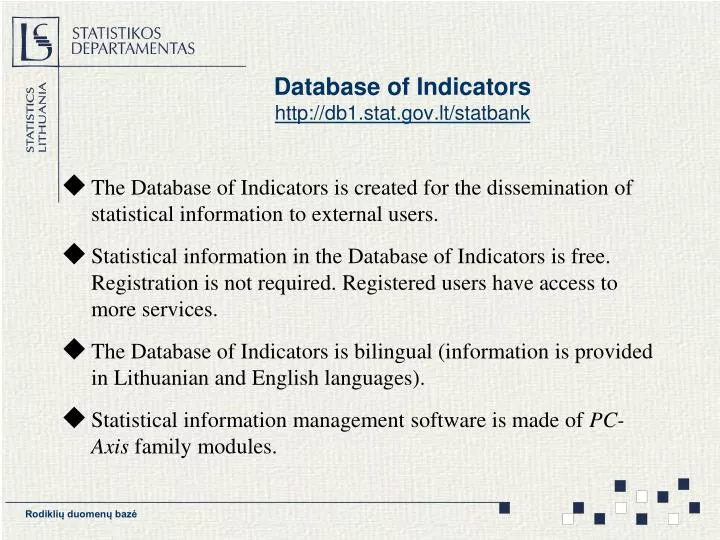 database of indicators http db1 stat gov lt statbank
