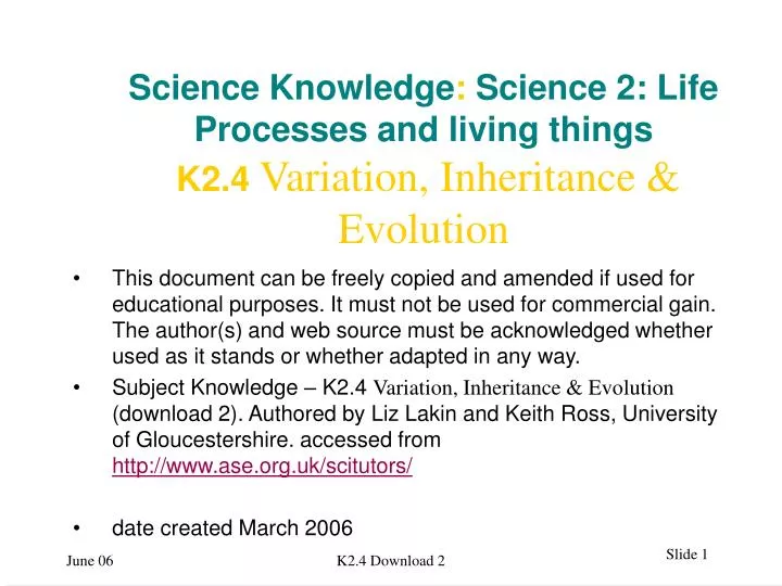 science knowledge science 2 life processes and living things k2 4 variation inheritance evolution