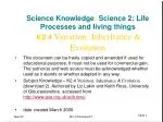 Variation, Inheritance &amp; Evolution Learning Objectives - slide 1