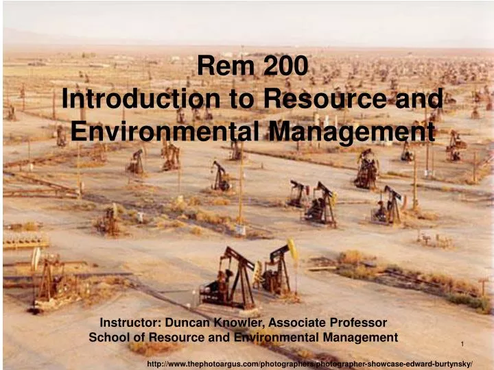 rem 200 introduction to resource and environmental management