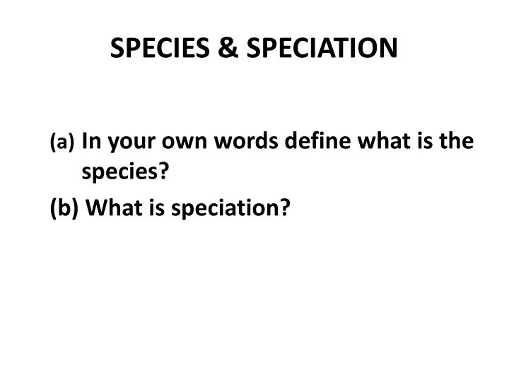 species speciation