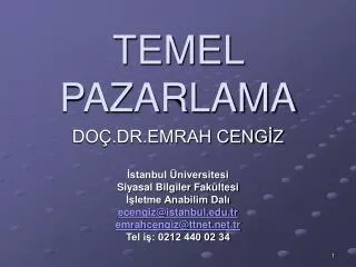 temel pazarlama