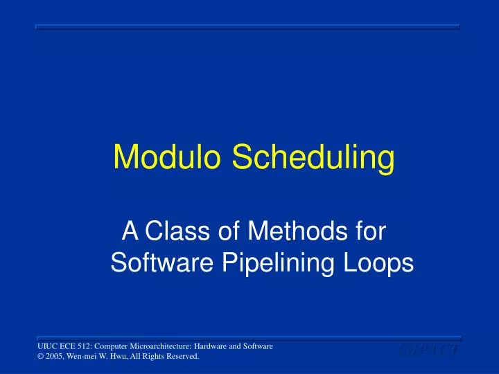 modulo scheduling