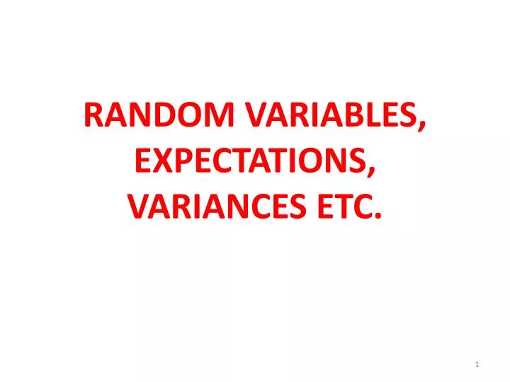 random variables expectations variances etc