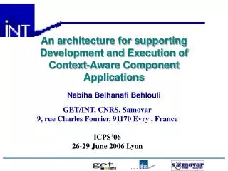 An architecture for supporting Development and Execution of Context-Aware Component Applications