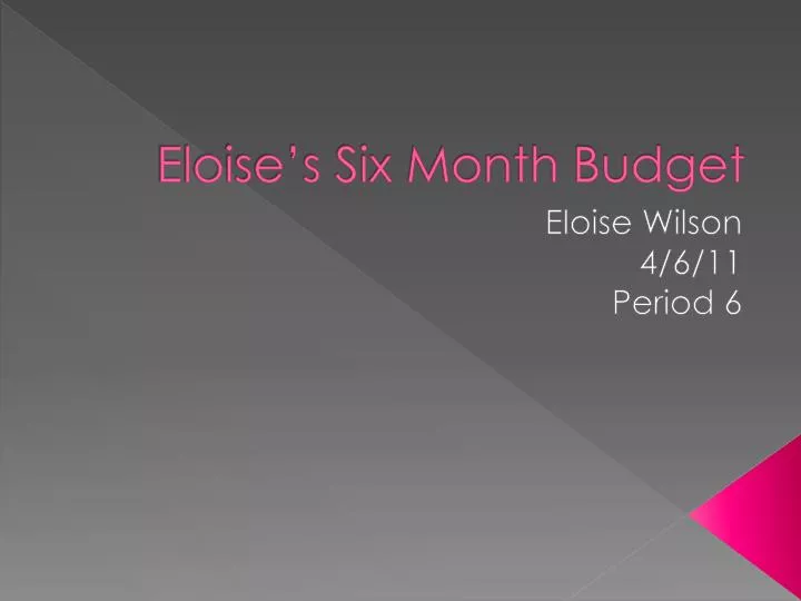 eloise s six month budget