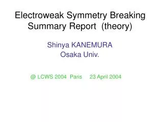 Electroweak Symmetry Breaking Summary Report (theory)