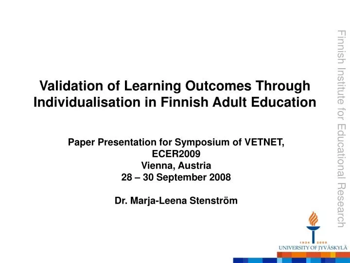 validation of learning outcomes through individualisation in finnish adult education